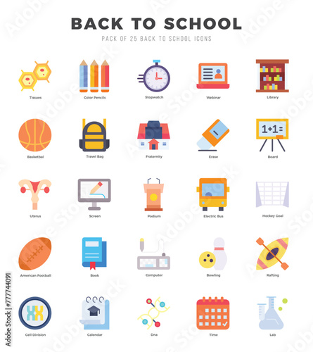 Back To School Icon Pack 25 Vector Symbols for Web Design.