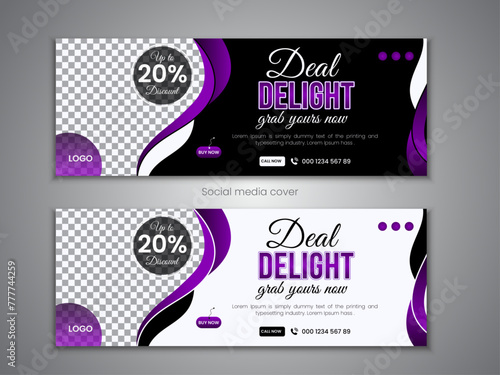 Modern and clean product sale social media cover design template with color variant