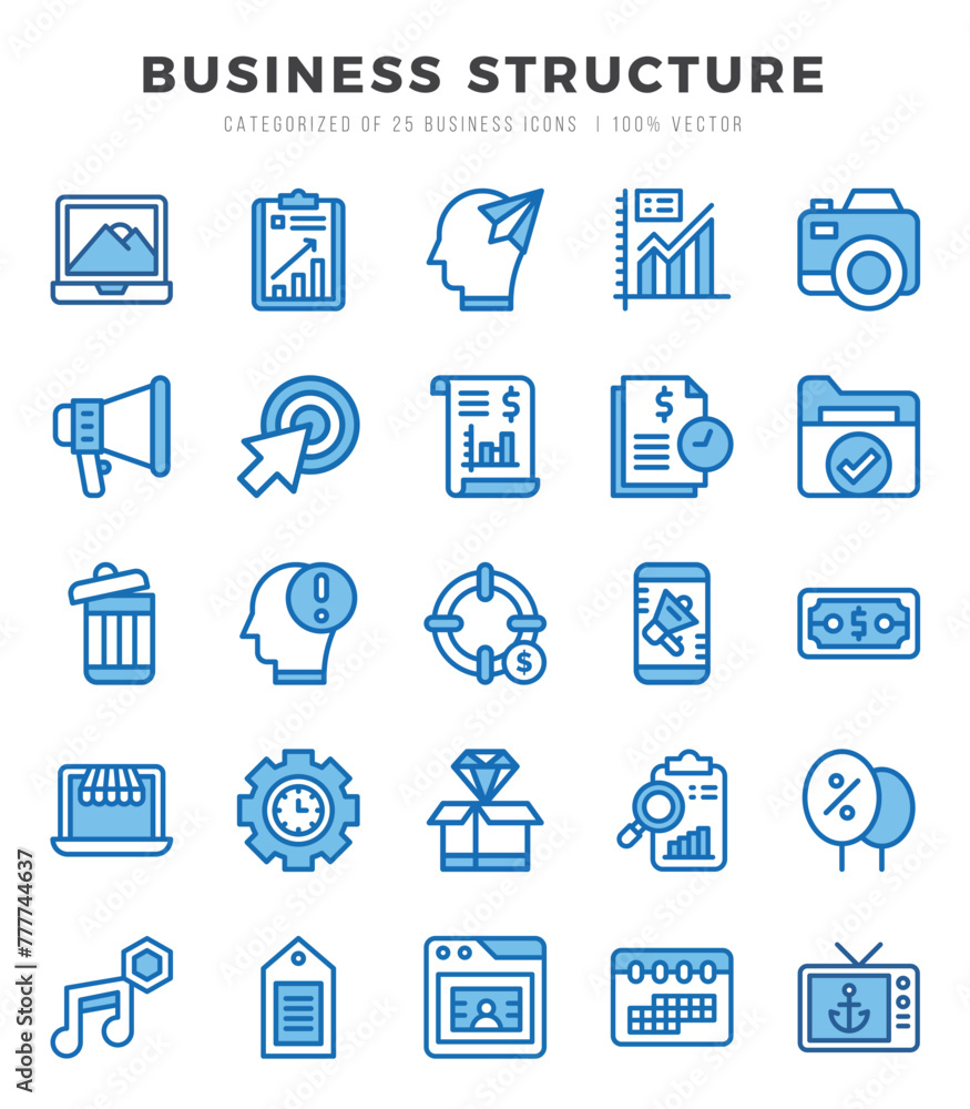 Business Structure. Two Color icons Pack. vector illustration.