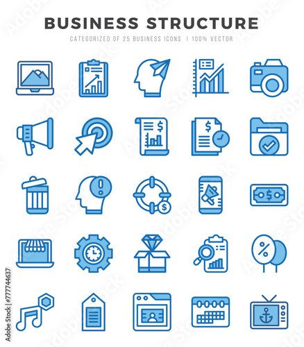 Business Structure. Two Color icons Pack. vector illustration. © Icon