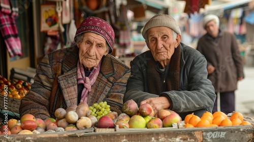 old couple street on the market, stock photography ai geenrated high quality images photo