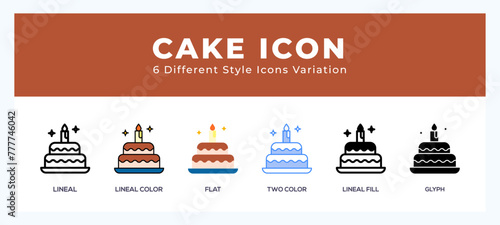 Cake vector icon. with different styles vector illustration.