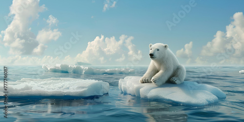Polar Bear on Melting Ice Global Warming Symbol