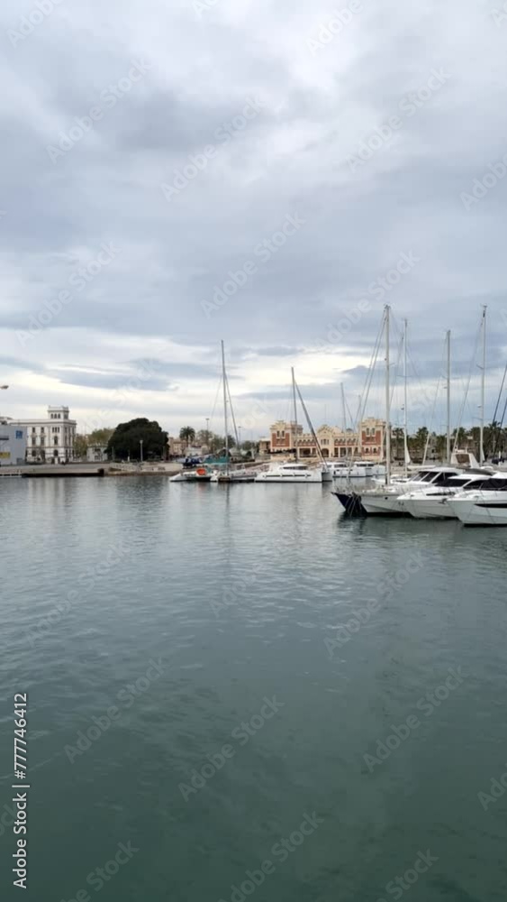 Seascape of Spain with yachts in port on video Seascape of Spain with yachts in port on video