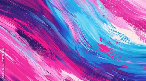 A digital art piece featuring an abstract background with colorful, textured strokes in pink and blue hues Generative AI