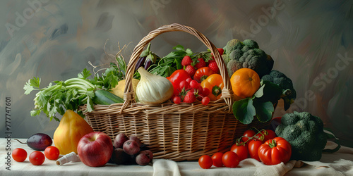 Bountiful Harvest Large Basket Filled with Fresh Vegetables