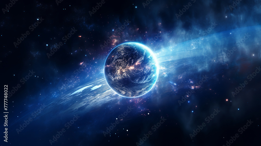 Orbit of the night planet planet in space Orbit of the night planet planet in space