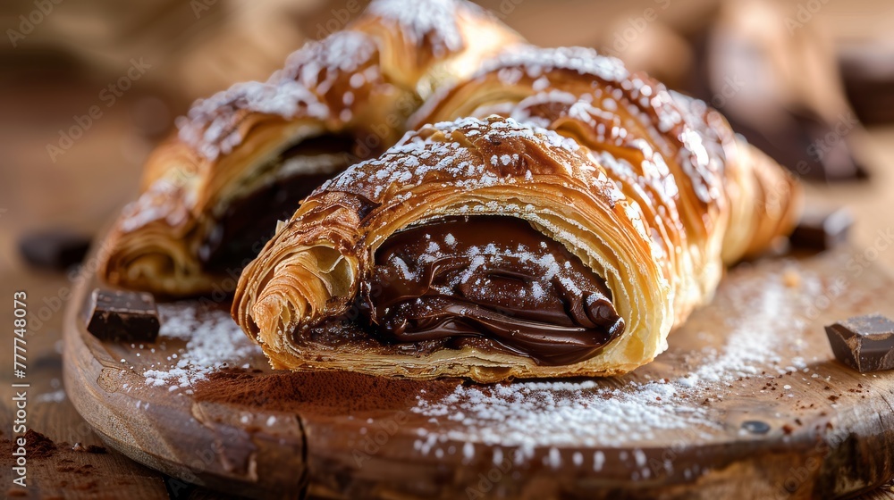 Divine Treat: Chocolate-Filled Croissant with Luscious Chocolate Sauce