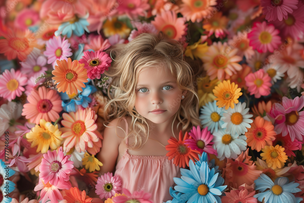 Spring portrait of a girl with flowers