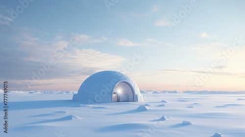A photo of a Minimal Igloo in Soft Arctic Light © Xfinity Stock