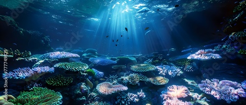 Underwater Coral Reef Sunlight Marine Ecosystem Vibrant Biodiversity Ocean Depths Aquatic Life