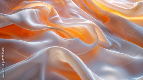 A close up of a white and orange fabric with some folds, AI