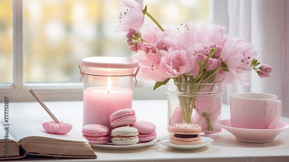 still life with pink roses