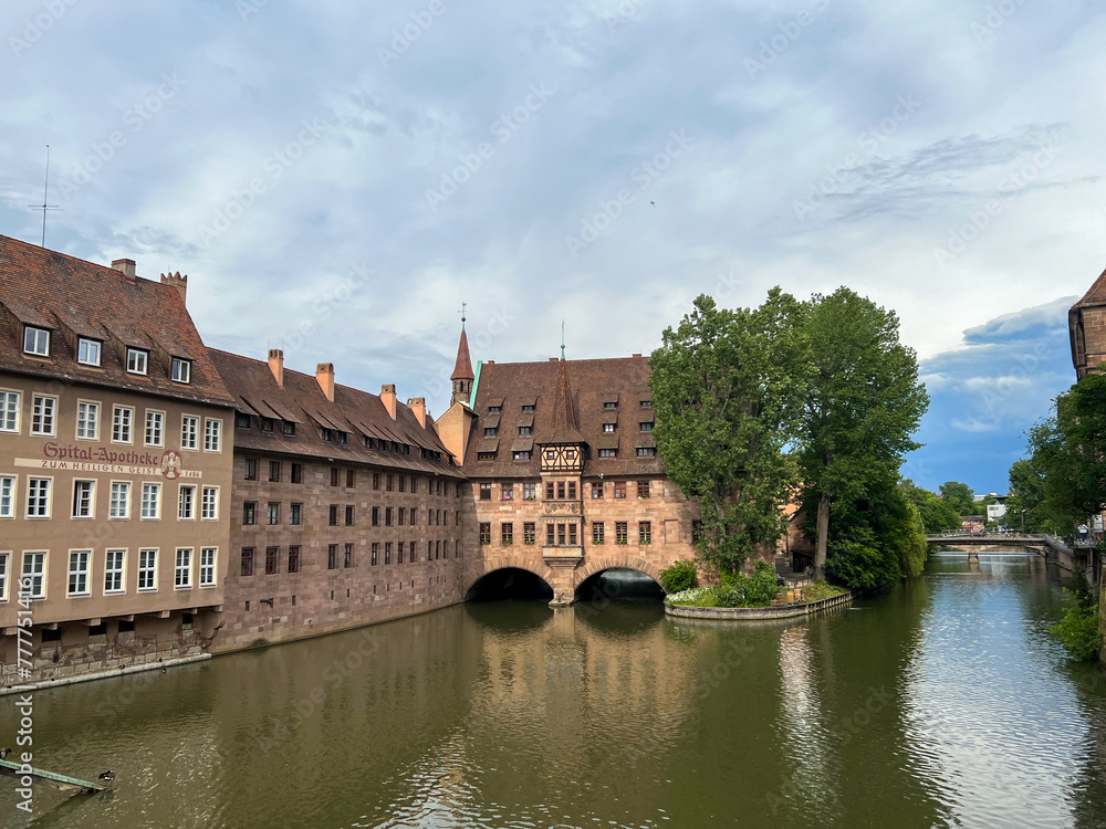Germany, Nuremberg- 2022, May: bridge over the canal
