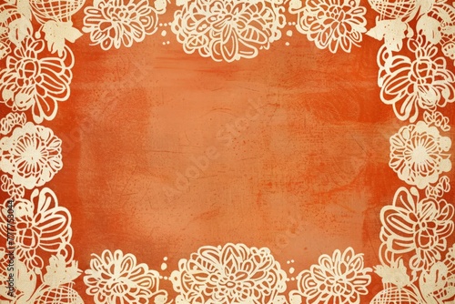 An elegant Cinco de Mayo card, showcasing a delicate lace-like pattern inspired by traditional Mexican Talavera tiles along the borders
