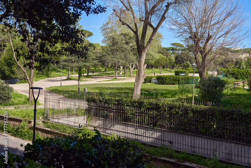 Spring view of the gardens of Villa Borghese in Rome, Italy
