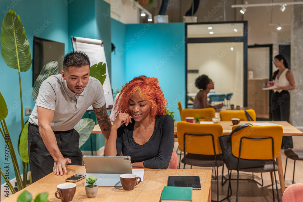 Two Colleagues In The Co-Working. Two Colleagues In The Co-Working.