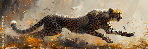 A cheetah in a hunting position,
Portrait animal wild wildlife african leopard feline photo