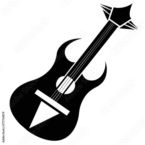 Timeless Elegance of a Minimalist Black and White T-Shaped Guitar photo