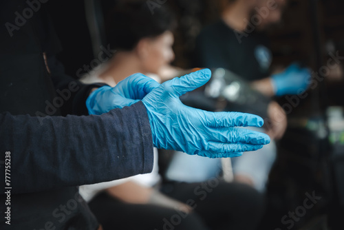 Blue gloves photo