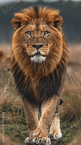 a lion in the evening savannah © Spyrydon