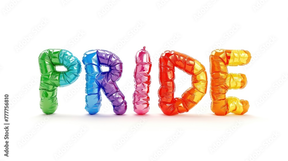 Pride in Rainbow Balloons Letters, Large Capitalized Letters in Fun ...