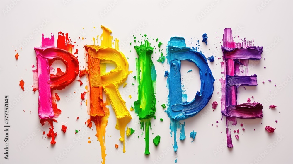 Pride in Rainbow Paint Letters, Large Capitalized Letters in Fun Font ...