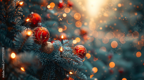 Defocused Christmas tree. Defocused Lights. Christmas tree background.