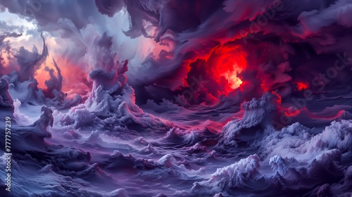 Apocalyptic Visions: Fiery Sky and Tumultuous Sea