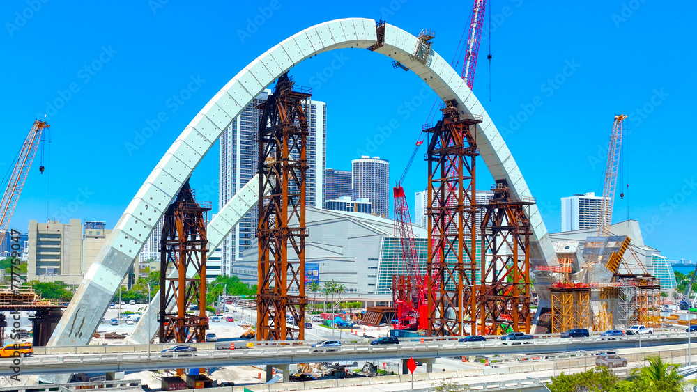 Miami Signature Bridge construction progress Miami Signature Bridge construction progress