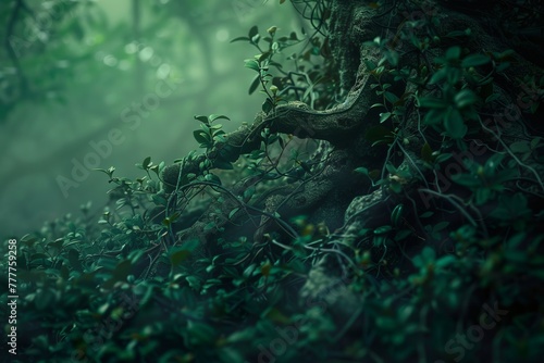 up close of a tree in the forest at night