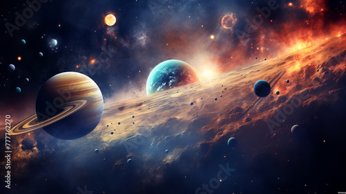 Planets and galaxies  wallpapers. The beauty of deep space. Billions of galaxies in the universe Cosmic art background