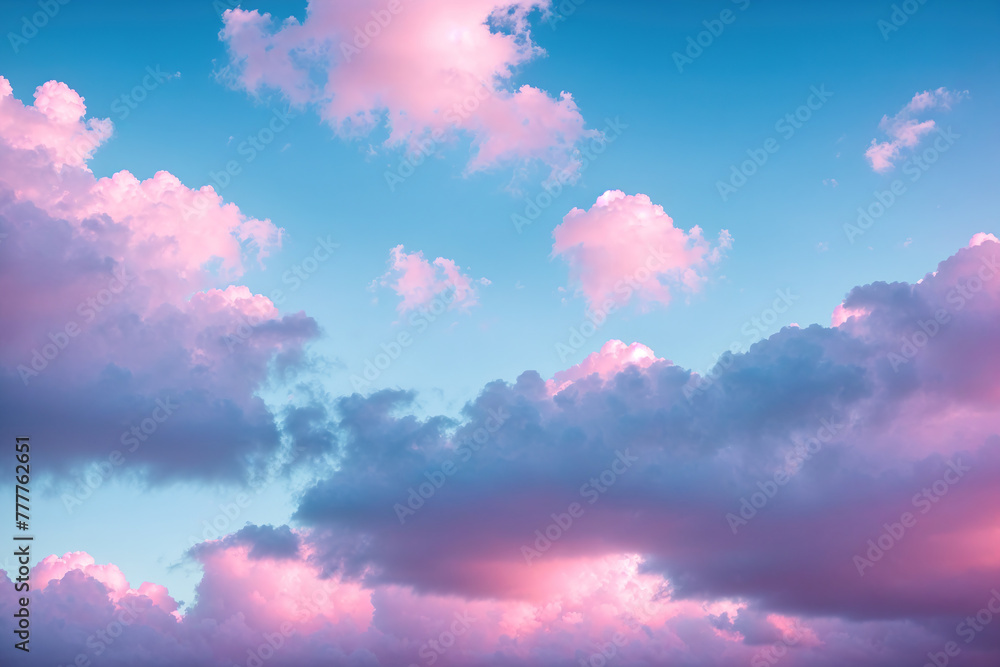 A pink and purple sky with clouds. A pink and purple sky with clouds.