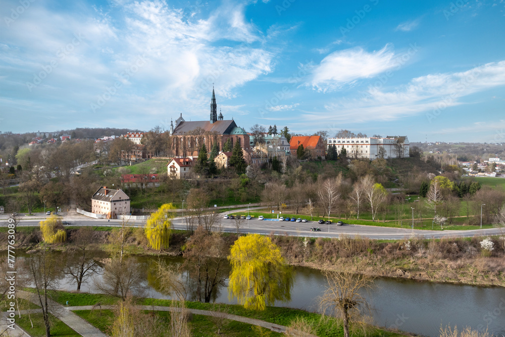 Fototapeta premium Aerial view on old town of Sandomierz at spring time.