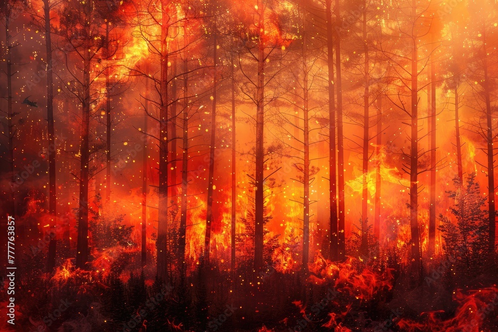 forest, trees in fire forest, trees in fire