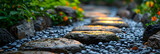 Zen stone path,
Creating a rock garden with various stones

