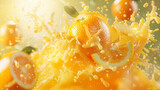 Citrus Burst. Fresh Oranges Sliced in Juicy Explosion on Orange Background