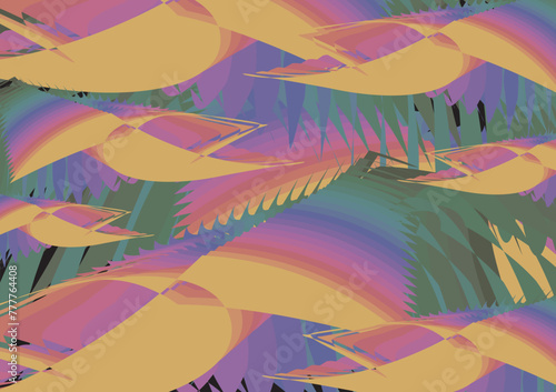 Colorful tropical motifs for textiles or fabrics. Vibrant background for business concepts, interior solutions, covers, backgrounds, textures, scrapbooking, wallpapers, cards, prints on T-shirts, etc.