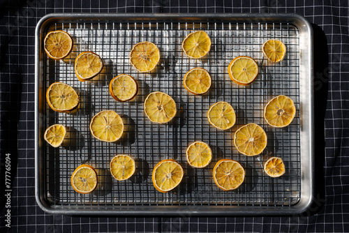 Dried Orange Slices on Baking Tray