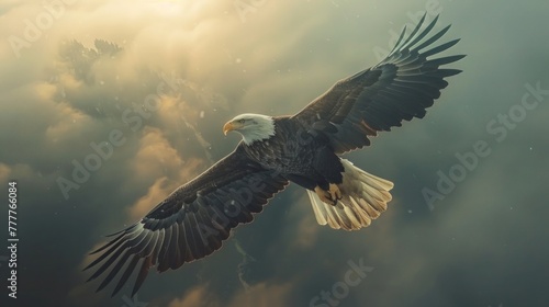 Soaring American Pride  Majestic Eagle with US Flag in Talons