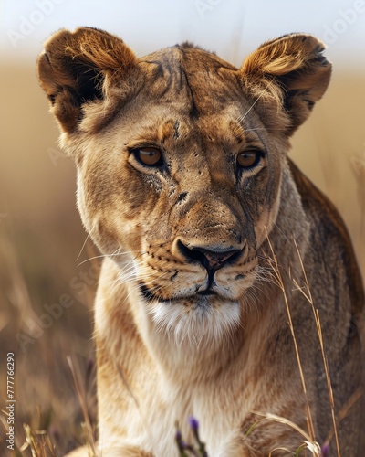 a lioness in savannah