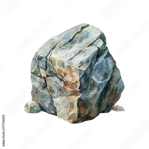 boulder rock vector illustration in watercolor style