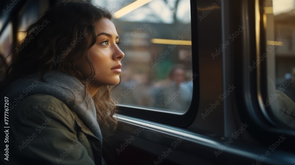Young adult on a railway adventure, contemplating the journey.