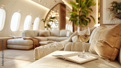 Luxurious Air Travel: Inside a Private Jet, Showcasing the Pinnacle of Comfort and Sophistication Amidst the Clouds