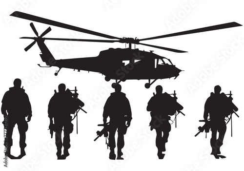 helicopter silhouette in black isolated on white background