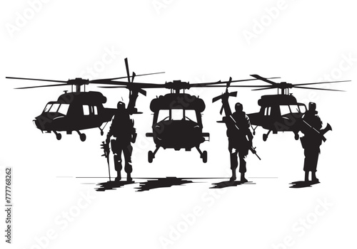 helicopter silhouette in black isolated on white background