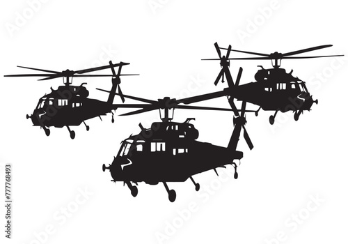 helicopter silhouette in black isolated on white background