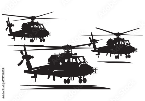helicopter silhouette in black isolated on white background