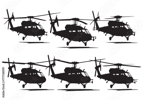 helicopter silhouette in black isolated on white background