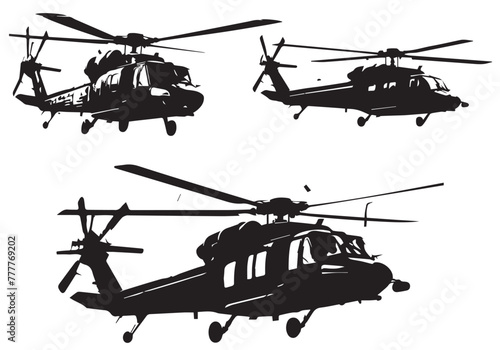 helicopter silhouette in black isolated on white background